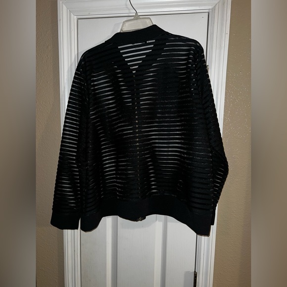 Striped Mesh Bomber Jacket - Picture 2 of 4